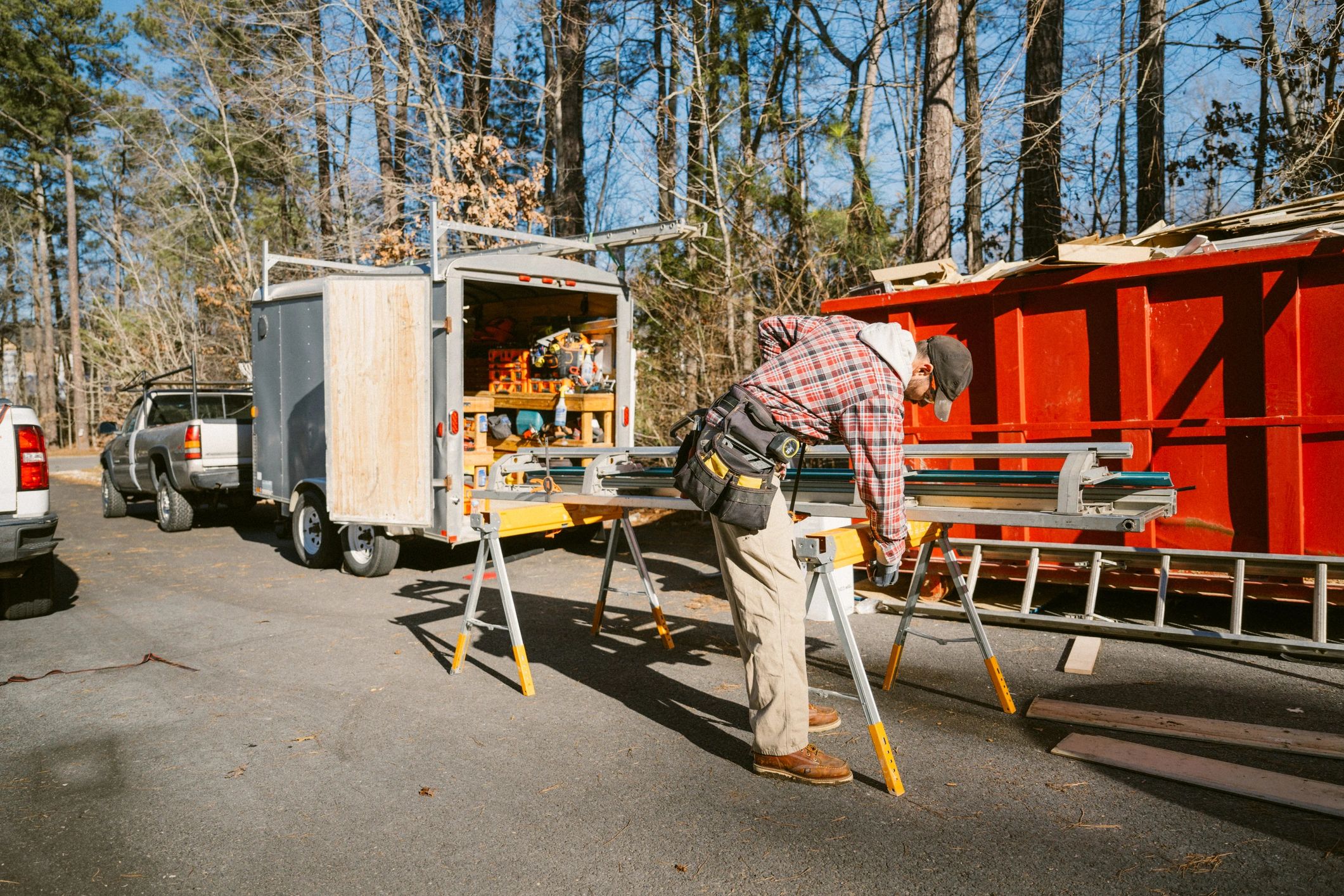 Tradesperson preparing tools for renovation work