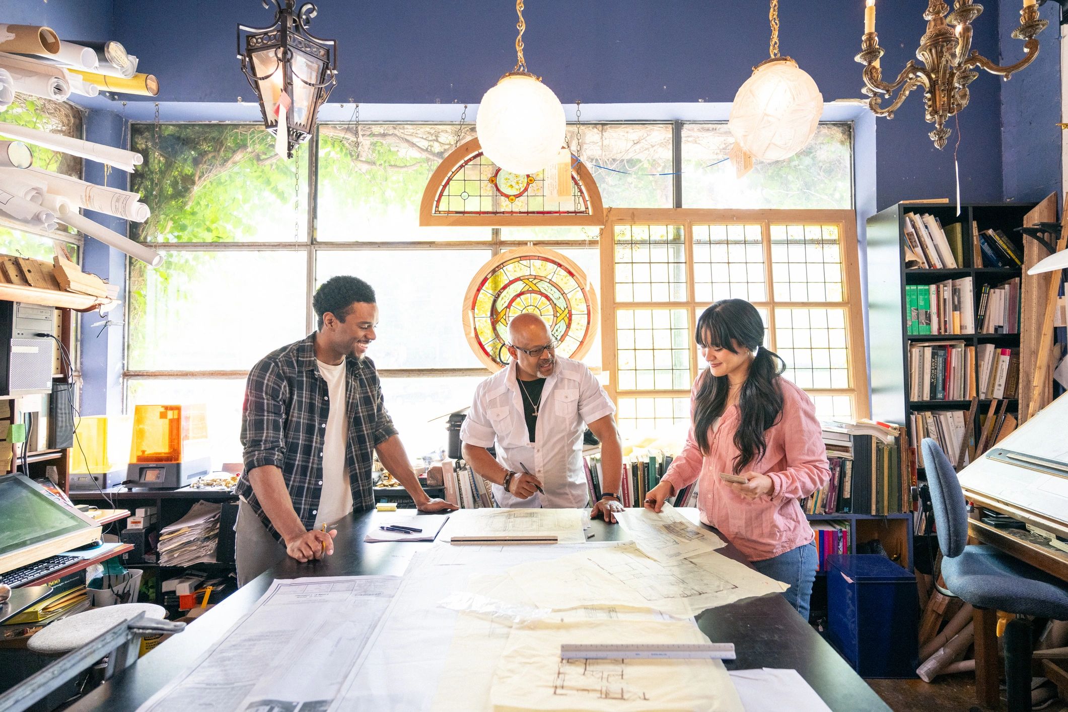 Home renovation team consulting on a project