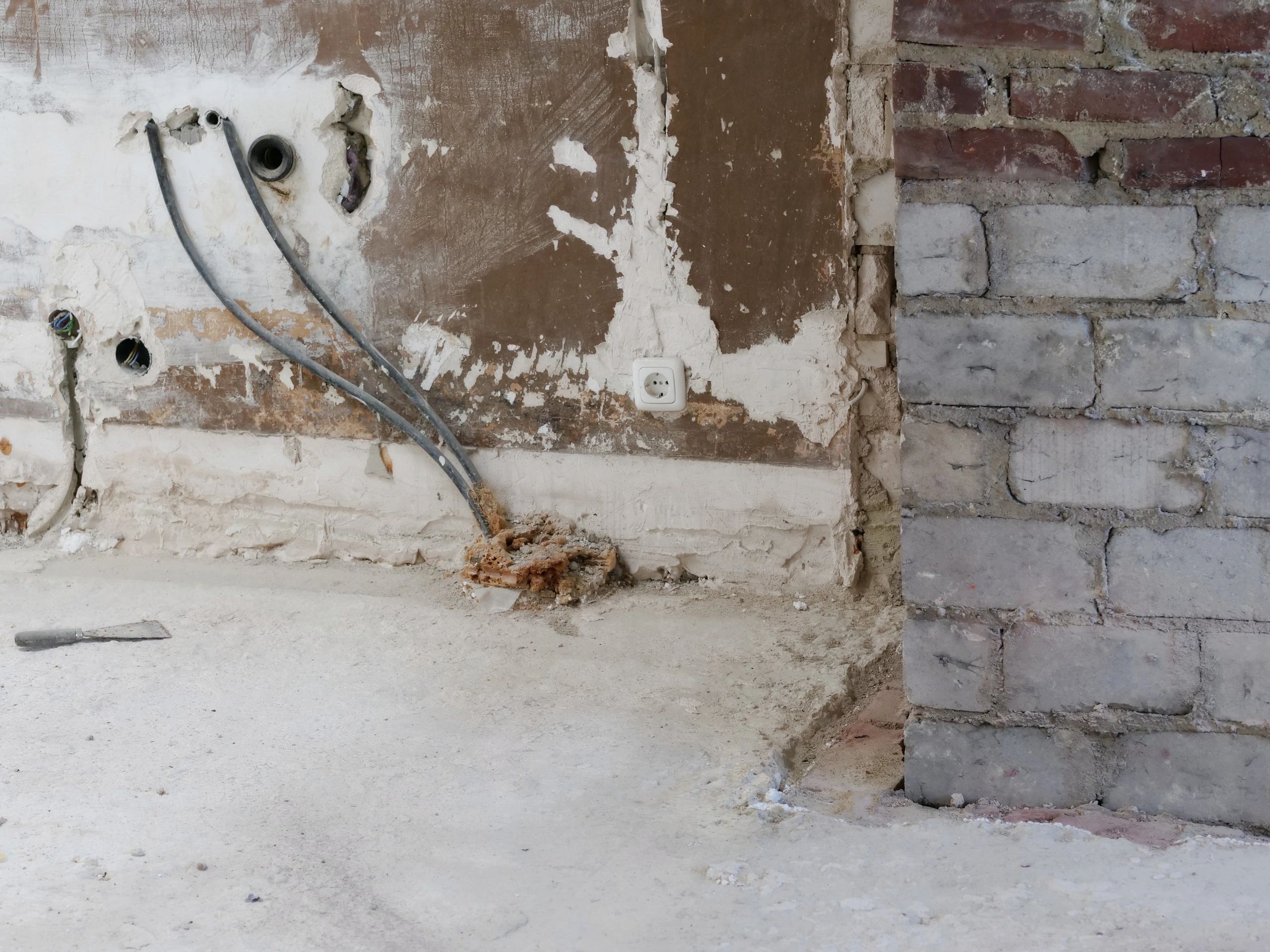 Interior renovation area related to basement waterproofing improvements